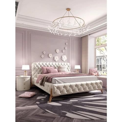Master bedroom bed luxury modern American villa 1.8m leather new double luxury wedding bed