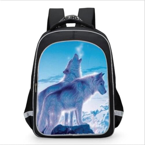 Wolf / Husky Dog Print Backpack Men Women Casual Rucksack Children School Bags for Teenager Girls Boys Daypack Student Book Bag