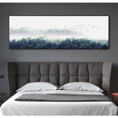 Nordic Modern Minimalist Bird Forest Rain Canvas Painting Prints Art Photos Hung on The Living Room Wall for Art Decoration