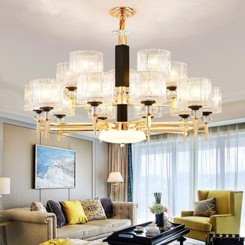 Modern Gold Metal Led Chandeliers Lighting Living Room Glass Led Pendant Chandelier Lights Dining Room Led Hanging Lamp Fixtures