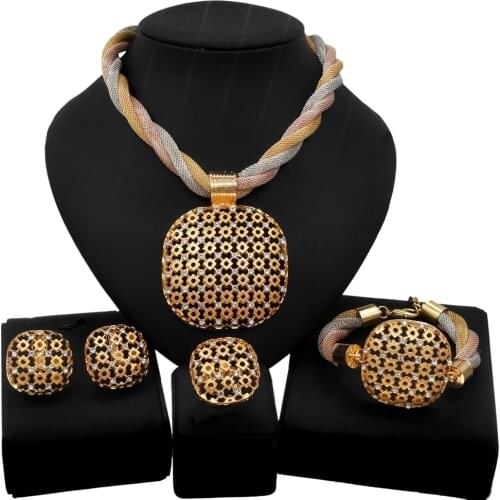 Yulaili Bridal Gift Nigerian Wedding African Beads Jewelry Sets Woman Fashion Necklace Earrings Bracelet Ring Jewelery Wholesale