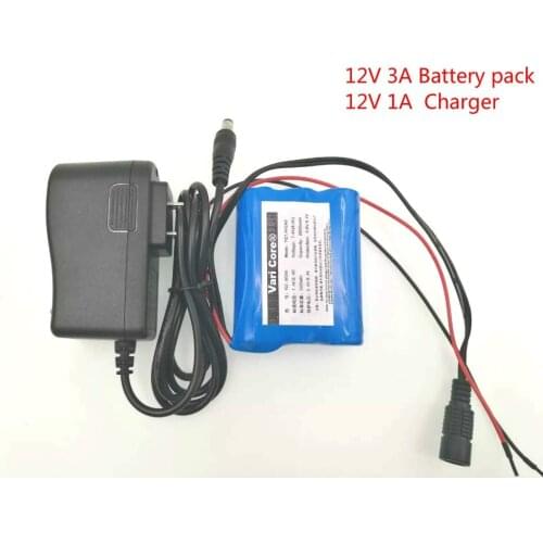 VariCore New 12V 3000mAh 18650 Lithium Ion Battery CCTV Camera Battery 12.6 V to 11.1V DC: 5.5 * 2.1mm+12.6V 1A Charger