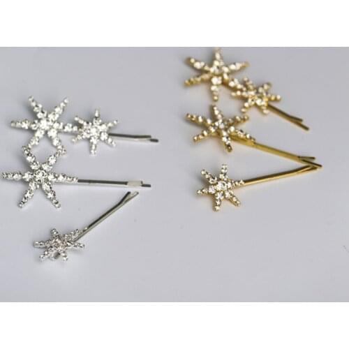Snowflake Shape Rhinestone Hair Clip Pins Bridal Hair Accessories Wedding Jewelry Headpiece