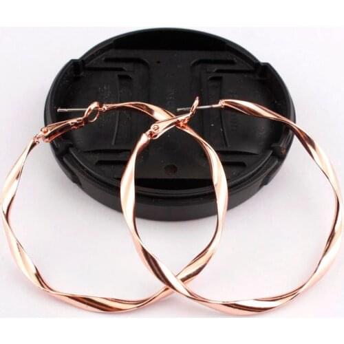 ZWPON 2020 Copper Large Twisty Round Circle Hollow Hoop Earrings for Women Handmade Gold Circle Earrings Jewelry Wholesale