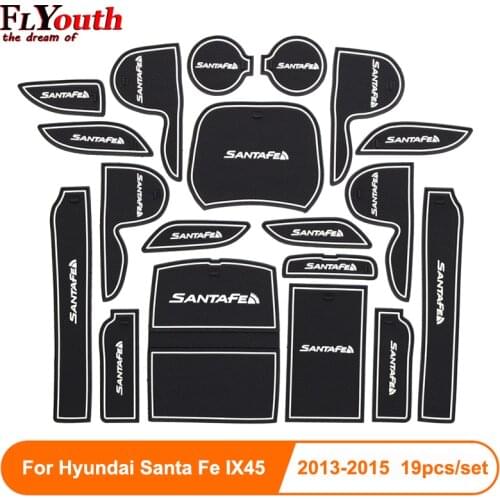 19pcs/set For Hyundai Santa Fe IX45 2013 2014 2015 3D Rubber Mat Non-slip Mat Door Groove Mat Car Accessories Styling