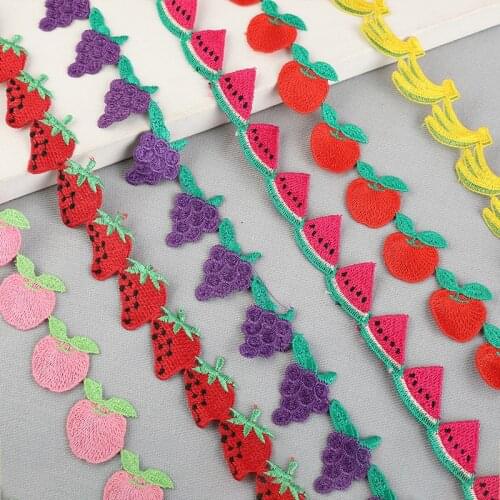 2 yards 3D Embroidered Fruit Lace Trim Fabric Ribbon DIY Clothes Accessories Sewing Craft diy Handmade Material