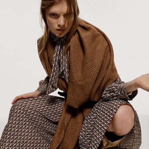 2020 European foreign trade Za retro thousand bird check cashmere imitation womens scarf winter warm long dual-purpose shawl