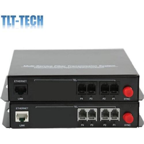 4 Channels PCM Voice Telephone Fiber Optic Media Converter with 10/100M Ethernet,Long Distance Transmission up 20Km