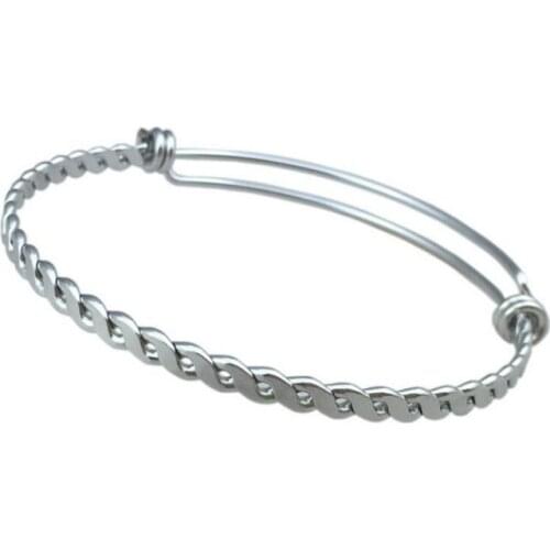 50pcs/lot Wholesale Stainless Steel TWISTED Expandable Bangle, 60MM Bracelet Blanks, Adjustable Steel Bangle Bracelets