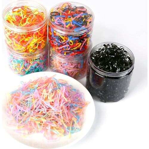 500-1000Pcs/Box Black mix Colorful Elastic Hair Band Bezel For Women kids Girl Hair Accessories Scrunchy Gum Hair Rubber Band