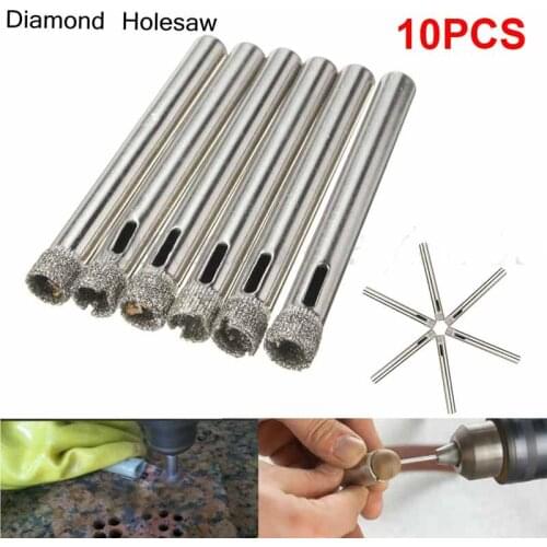 10Pcs/set Diamond Holesaw Drill Bits Tool 6mm Tile Glass Slate Porcelain Marble Tool accessories