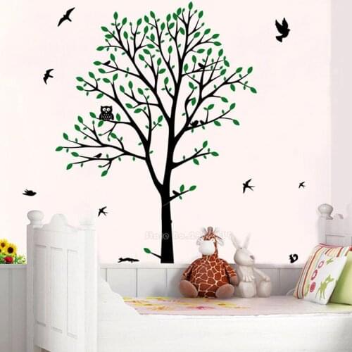 Big Tree Green Branches Wall Stickers Vinyl Wall Decals For Living Room Kids Room Kindergarten Wall Decoration Wallpaper LL2211