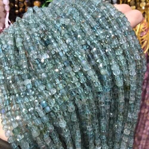 Natural Stone Beads Section Square Apatite Punch Loose Beads For Jewelry Making 4 mm DIY Necklace Bracelet Earrings Accessory