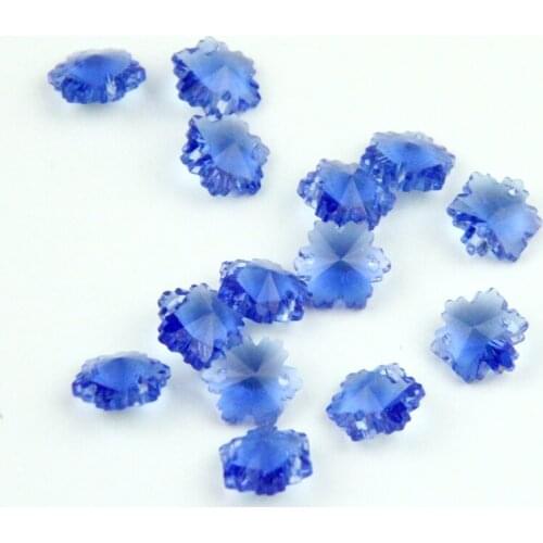Chinapost 50pcs/Lot 14mm Blue Crystal Snow Beads 2 Holes For Wedding Strands & Chandelier Bead Parts