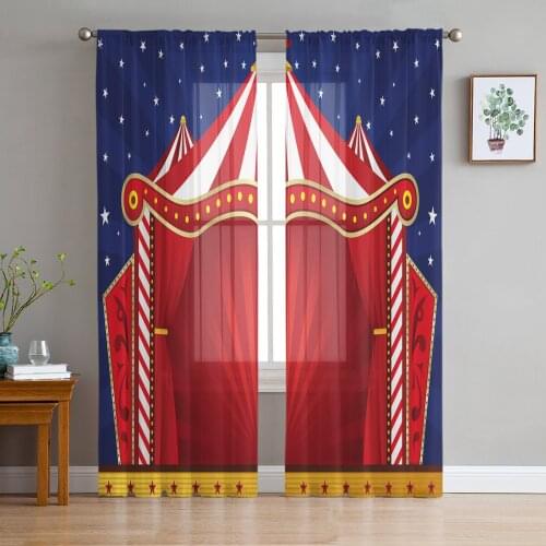 Circus Festival Retro Curtains For Living Room Luxury Baby Bedroom Tulle Curtains Kitchen Study Room Modern Style Sheer Curtains