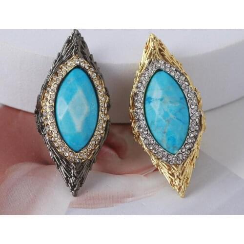 CSxjd New 2021 New vintage jewelry peacock feather eye shape inlaid stone exaggerated ring
