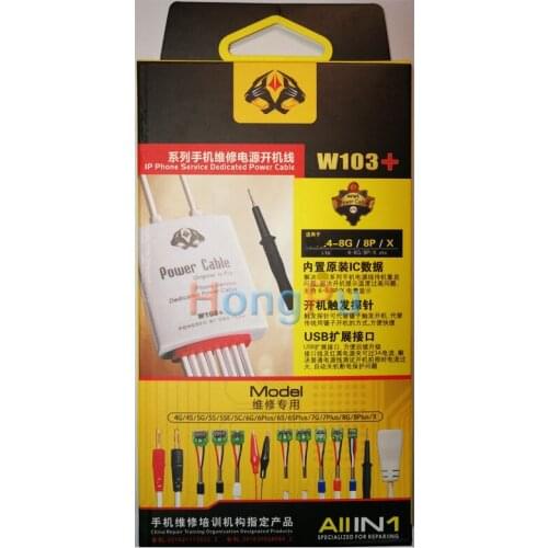 W103+ Battery Charging Power Supply Phone Current Test Cable For iPhone X 8 8 plus 7 plus 7 6P 6 6S 6splus 5s 5 4s 4