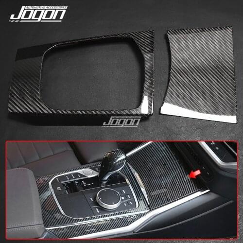 3pcs For BMW 3 Series G20 G21 G28 2019 2020 2021 Central Console Gear Shift Panel Cover Siickers REAL CARBON