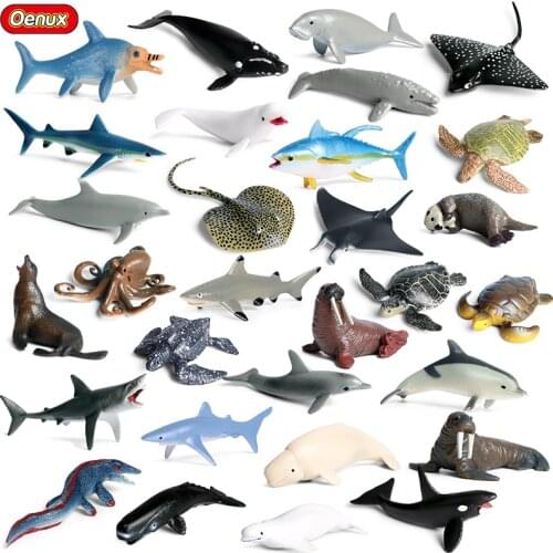Oenux Simulation Ocean Animal Action Figures Miniature Manta Turtle Whale Model School Project Toys Kids Education Xmas Gift