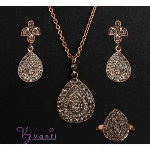 Fashion Jewelry Womens Accessories Black Vintage Jewelry Sets Antique Gold Color Pendants Earrings And Necklace Indian Gold
