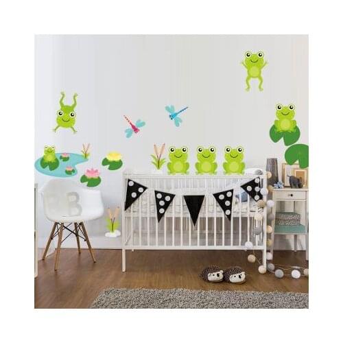 Cartoon Frog Wall Sticker Paintings For Living Room Wall Baby Room Wall Decoration DIY Graffiti Bathroom Decor Kids Room Decor