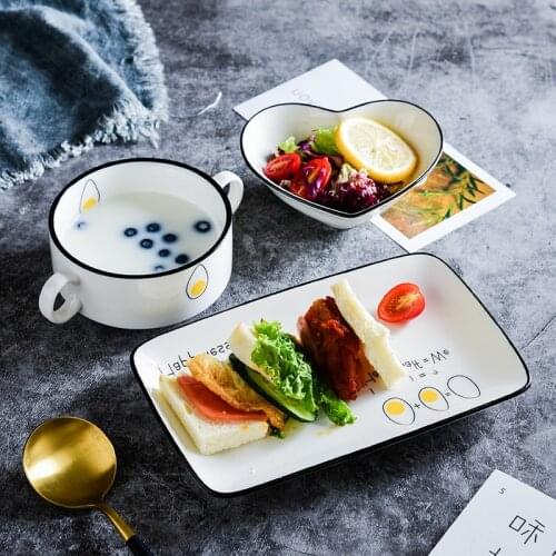 Creative Breakfast Tableware Set Single Person Food Dishes Bowl Spoon Nordic Wind Cute Egg Balloon Pattern Dinner Lunch Plate