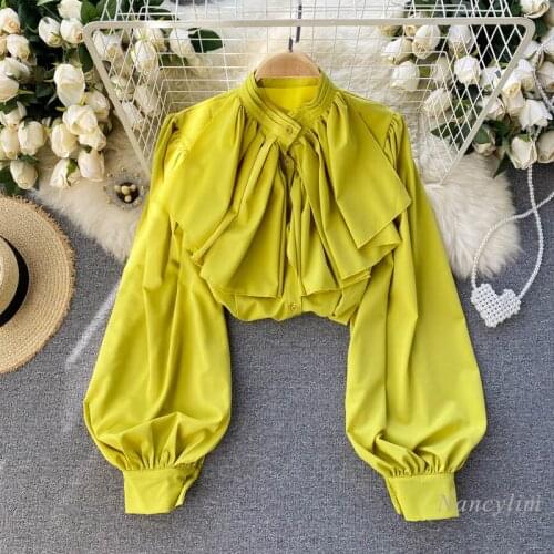 NANCYLIM Stand-up Collar Blouses