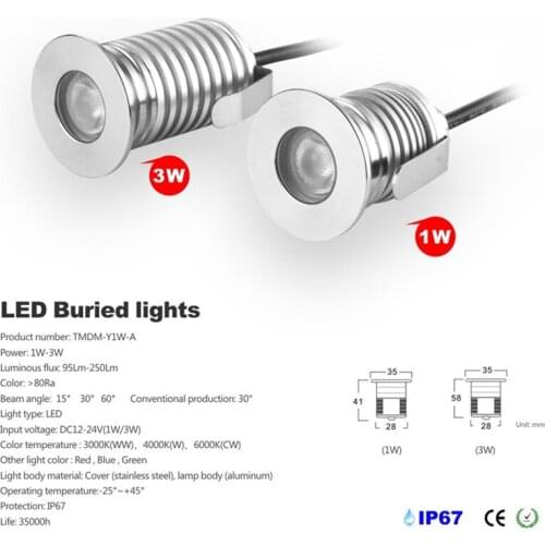 ONDENN CREE 1W 3W LED Underground Light IP67 DC12-24V Inground Garden Yard Deck Floor Pathway Landscape Lamps Outdoor Lighting
