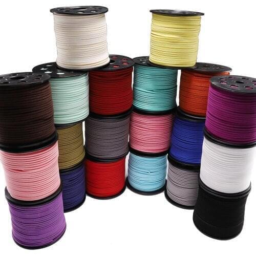 10M/Lot 2.5mm 24 Colors Flat Faux Suede Braided Cord Velvet Leather Thread String Rope Bracelet for DIY Jewelry Making Supplies