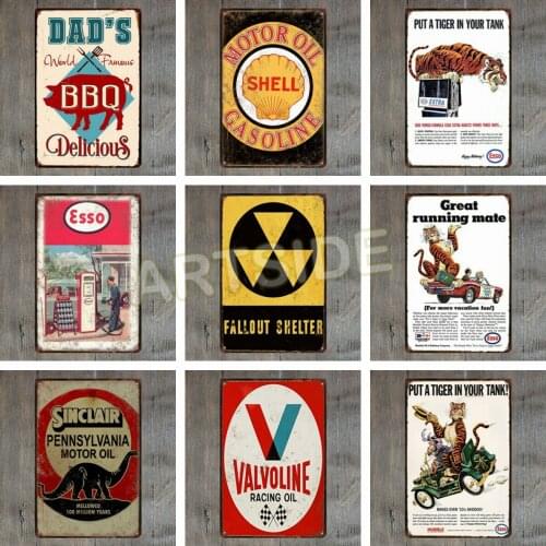 Put A Tiger In Your Tank Fun Saying Metal Tin Sign, Vintage Poster Plaque Gas Station Garage Home Wall Decor