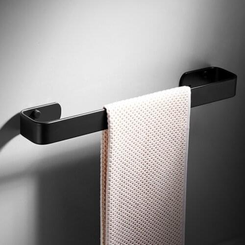 Bathroom Hardware Towel Holders Rack/Bars Wall Mounted Bath Accessories Shoe Shelf Nail Punched Aluminium Black/White 20-50cm