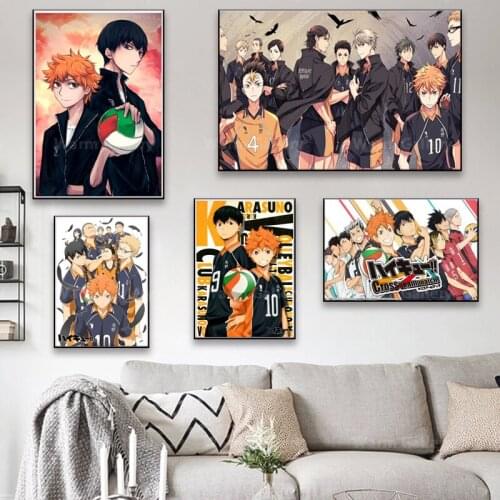 Clear Image Haikyuu Animation Juvenile Home Modern Living Room Decoration Boys canvas painting with frame