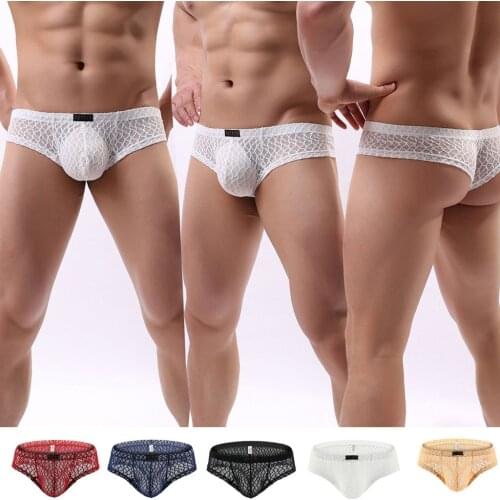 Cheapest Fashion Mens Boxer Briefs Fiber Pants Underpant Solid Color Transparent Breathable Panties Plus Size Men Underwear