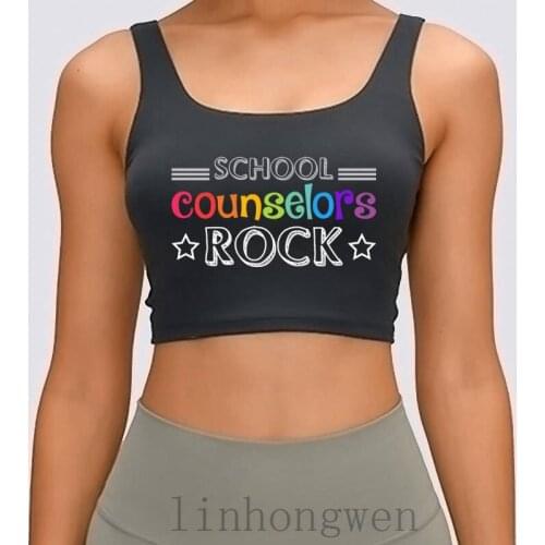 School Counselors Rock Women Tank Top Funny Fit Printing Pattern S-XL Letter Spring Cotton Crop Top