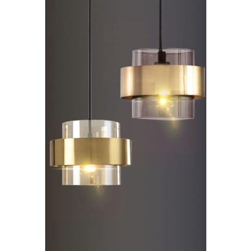 Modern gold Cylindrical glass led pendant lights nordic Living Room Dining Room lustre kitchen Hanging Lamps home decor fixtures