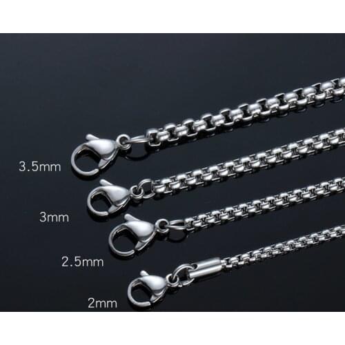 TJP Wholesale Silver Color 316L Stainless Steel 2.0-4.0mm Square Rolo Chain Pendant Necklace Jewelry for women/men