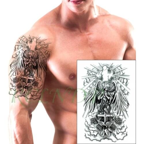 Waterproof Temporary Tattoo Sticker angel wings cross bird rose flower Fake Tatto Flash Tatoo large size tattoos for Women Men