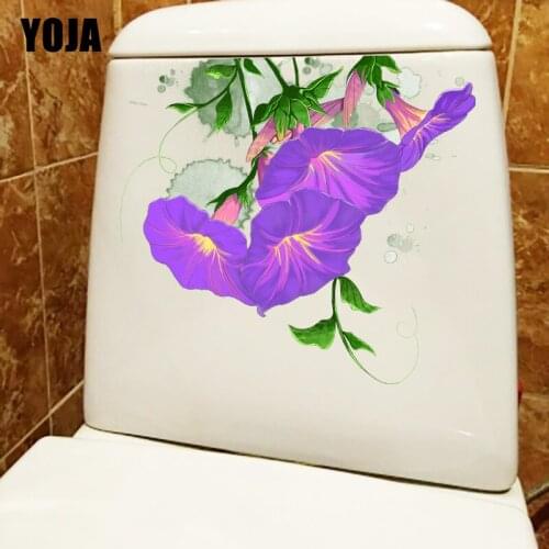 YOJA 22.7CM×24.8CM Purple Morning Glory WC Toilet Decoration Accessories Cartoon Home Wall Stickers T1-2662