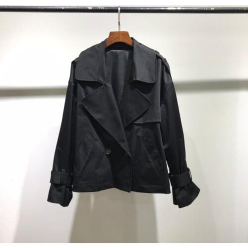 1937550 black turn down collar women cotton jacket