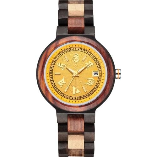 Female Full Wooden Design Bracelet Watch Quartz Trendy Yellow Dial Womens Watches Casual Lades Wood Clock Bangle Timepiece