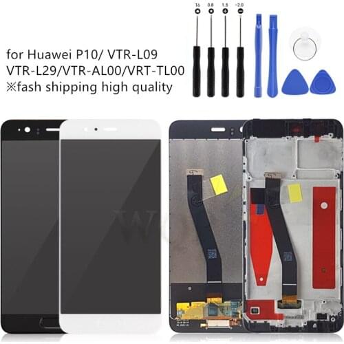 For Huawei P10 LCD Display Touch Screen Digitizer Assembly With Frame Replacement VTR-L09 VTR-L10 VTR-L29 For Huawei P10 LCD