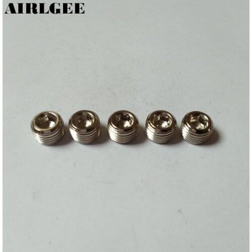 1/4" PT Thread Metal Internal Hex Head Socket Pipe Plugs Silver Tone 5 Pcs