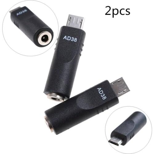 2pcs 3.5 x 1.1mm 5 Pin DC Power Female to Micro USB Male Plug Connector Adapter for Android Smartphone Tablet Charger Converter