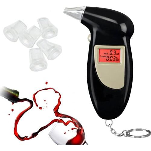 Professional keychain LCD Alcohol Tester Digital Alcohol Detector Breathalyzer Police Alcotester Free shipping+10pcs mouthpieces