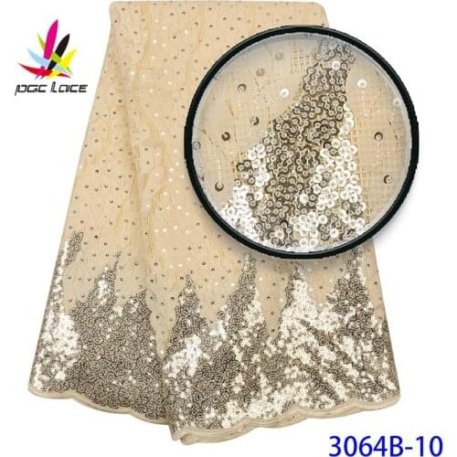 White Sequined Fabric Lace Embroidered Milk White Wedding Dress Clothing African Nigerian French High Quality 2020 Best Selling