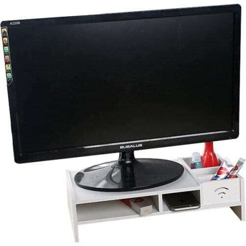 White Household Decor PC Compute Laptop Stand Wooden Desk Organizer The Desktop Sundries Stationery Holder Storage Box