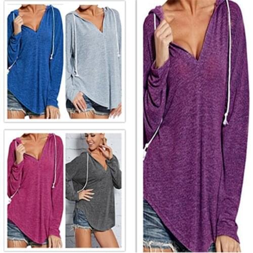 S-2XL women autumn winter v neck long sleeve tops t shirt blouse casual leisure holiday brand pure color blouse tops