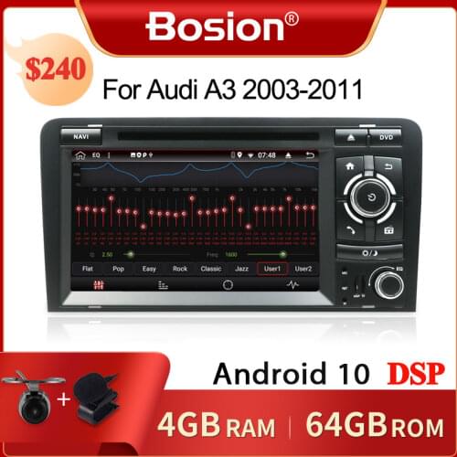Bosion IPS DSP Android 10.0 CAR DVD GPS For Audi A3 8P 2003-2012 S3 2006-2012 RS3 Sportback 2011 Multimedia Player Stereo Radio