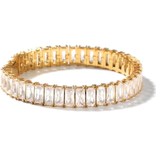 Iced Out Hip hop Cuban Link Jewelry BIG square AAA zircon Gold Silver Color Chain Bracelet women men