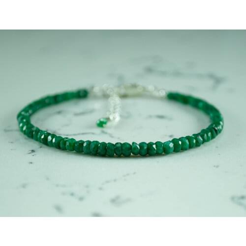 Emerald Bead Bracelet, May Birthstone Gemstone Bracelet, 925 Sterling Silver Jewelry for Women, Hand Made in TURKEY